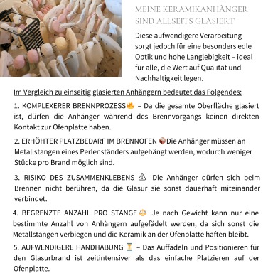 Allseits glasierte Keramik Anhänger im Vergleich zu einseitig glasierten Anhängern aus Keramik